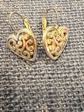 Brighton Silver Heart Filigree Drop Earrings - Women Jewelry
